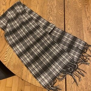 Dark Grey Plaid 100% Cashmere Scarf